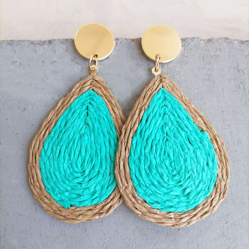 Raffia Grass Teardrop Earrings - ClozArt