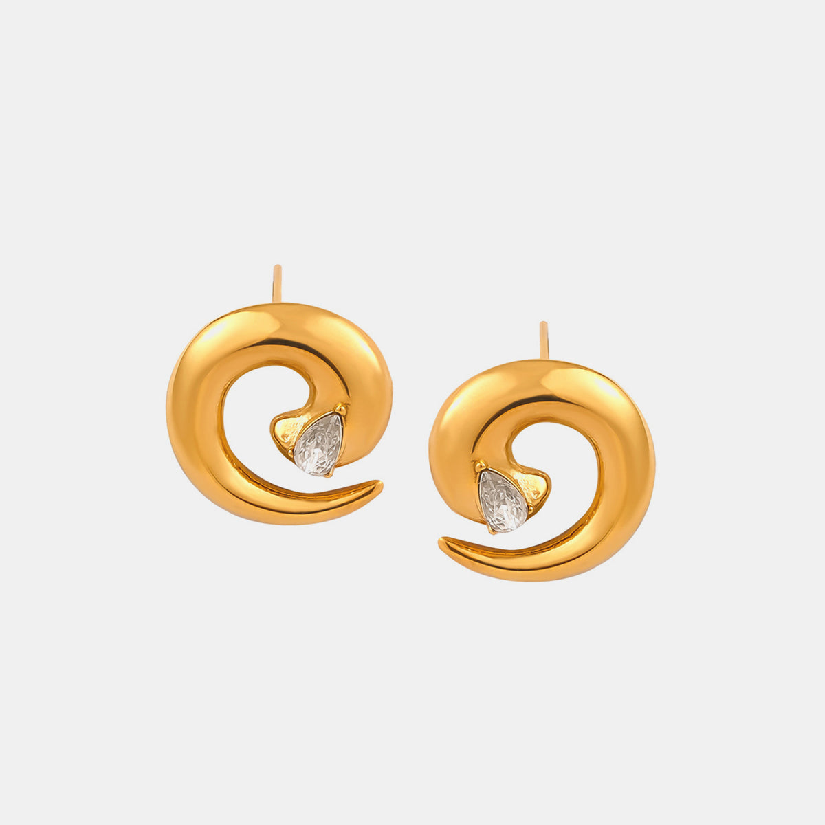 Titanium Steel Zircon Spiral Shape Earrings - ClozArt