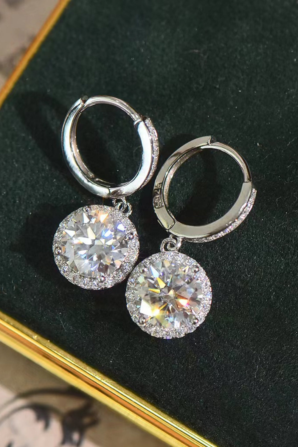 2 Carat Moissanite Round Drop Earrings - ClozArt