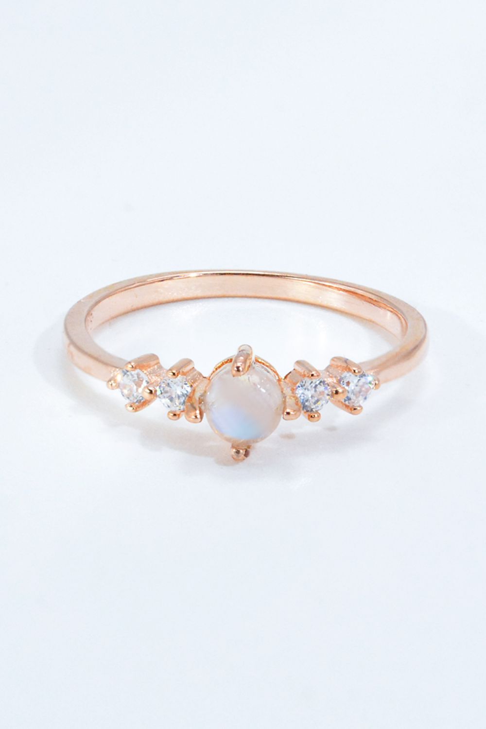 Natural Moonstone and Zircon 18K Rose Gold-Plated Ring - ClozArt