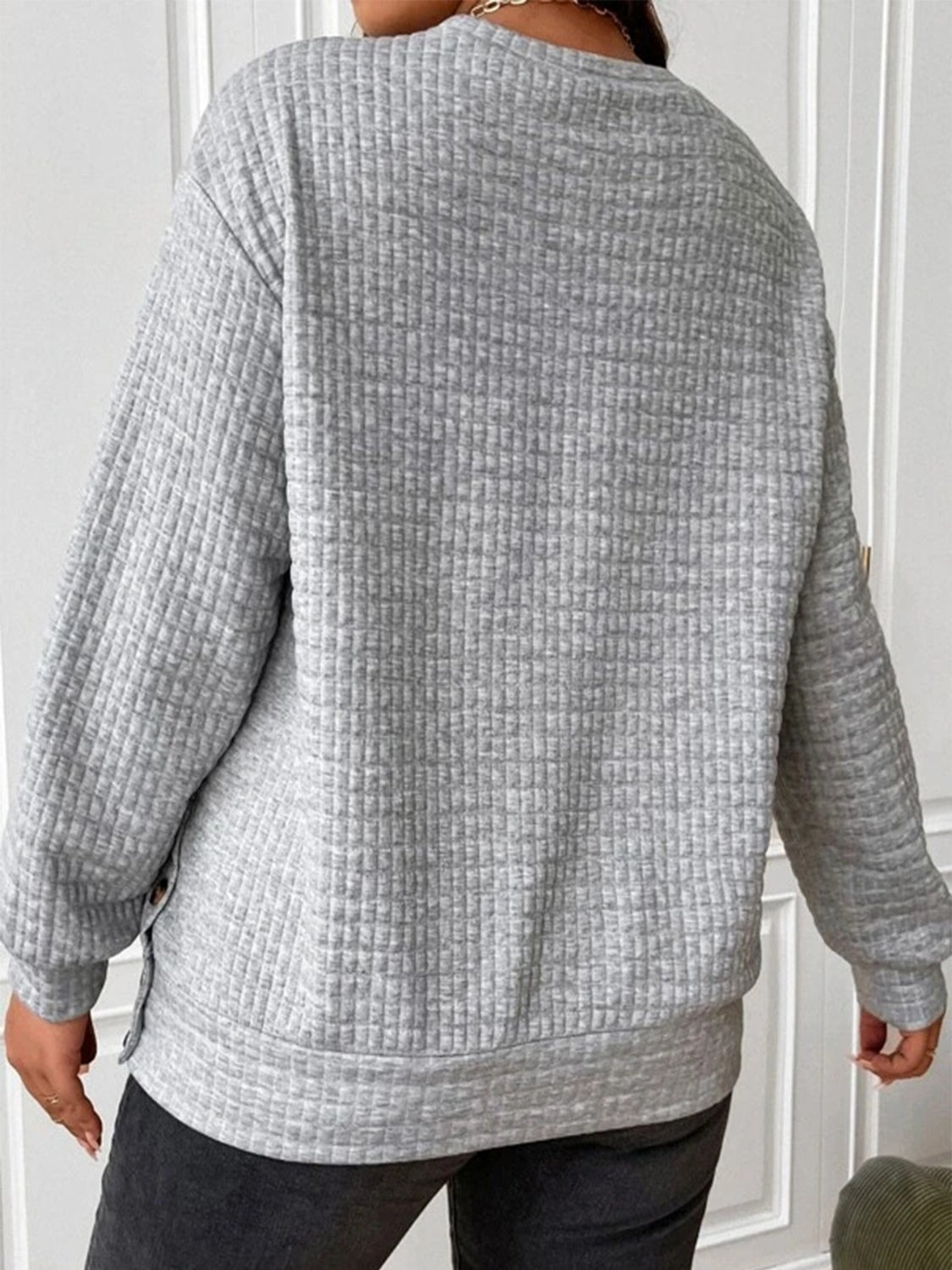 Texture Round Neck Long Sleeve Sweatshirt