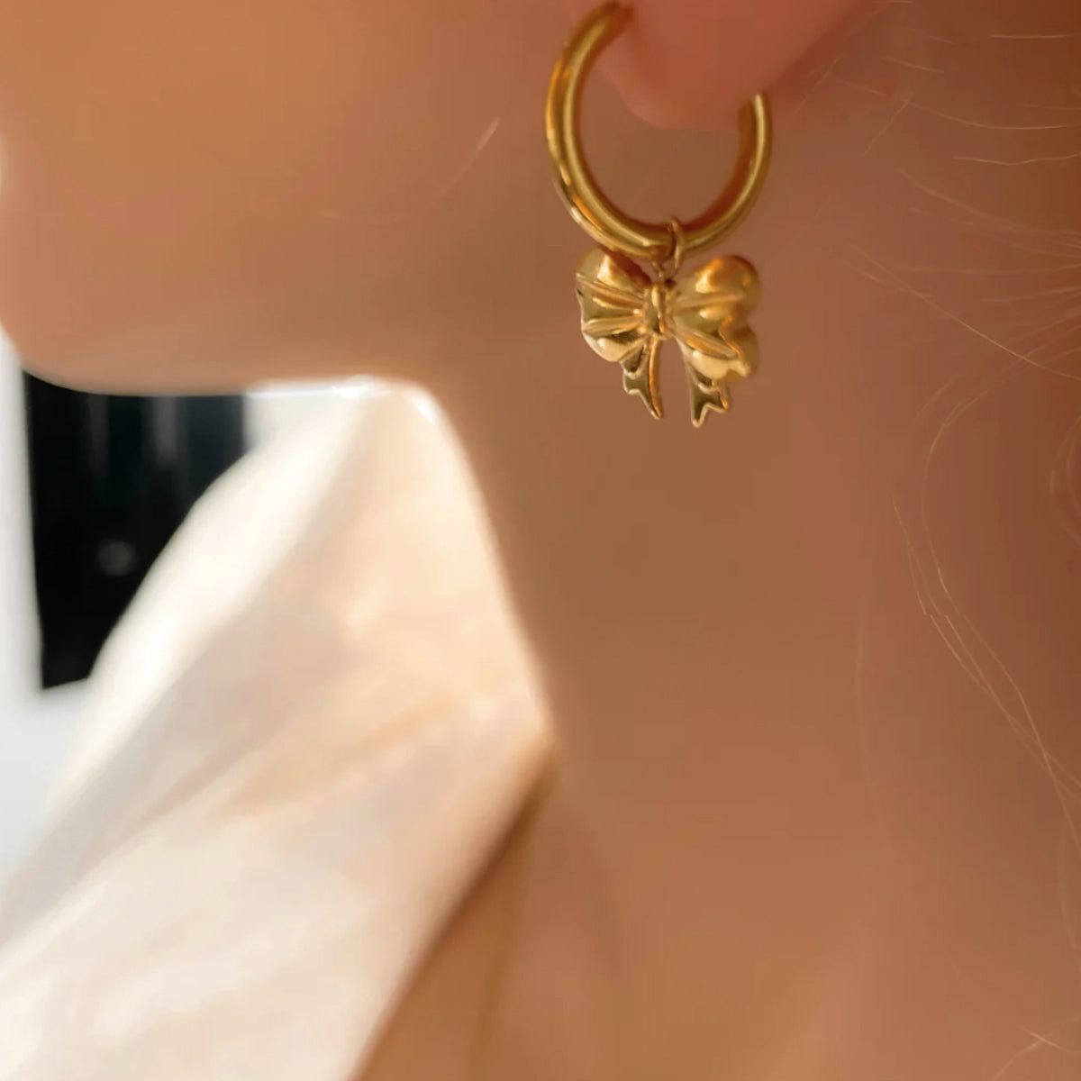 18K Gold-Plated Bow Earrings - ClozArt