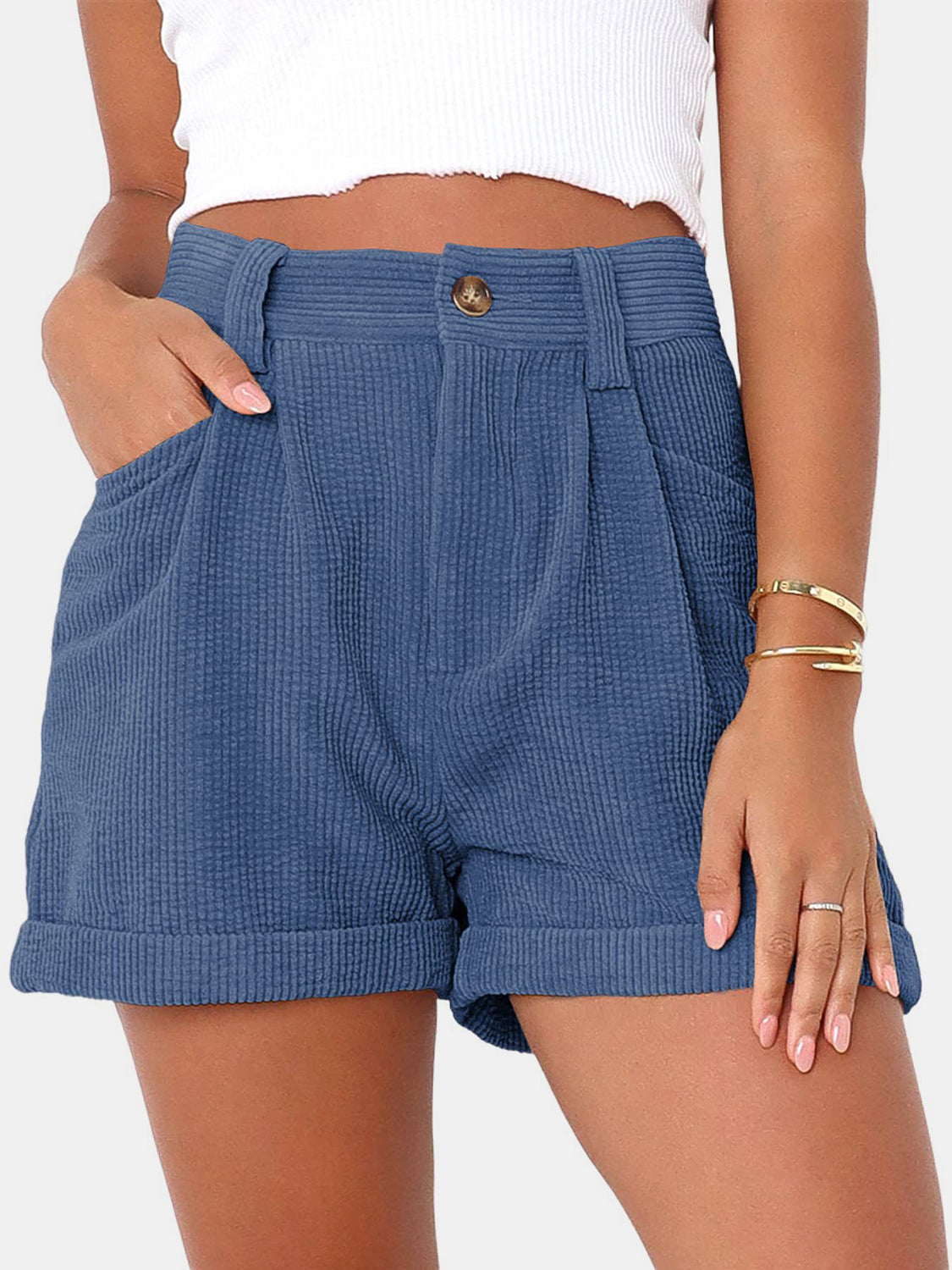 Full Size High Waist Shorts with Pockets - ClozArt