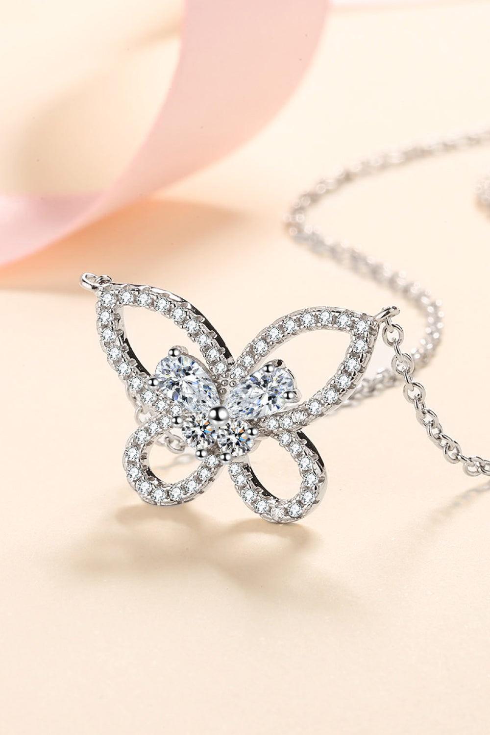 Moissanite Butterfly Pendant Necklace - ClozArt