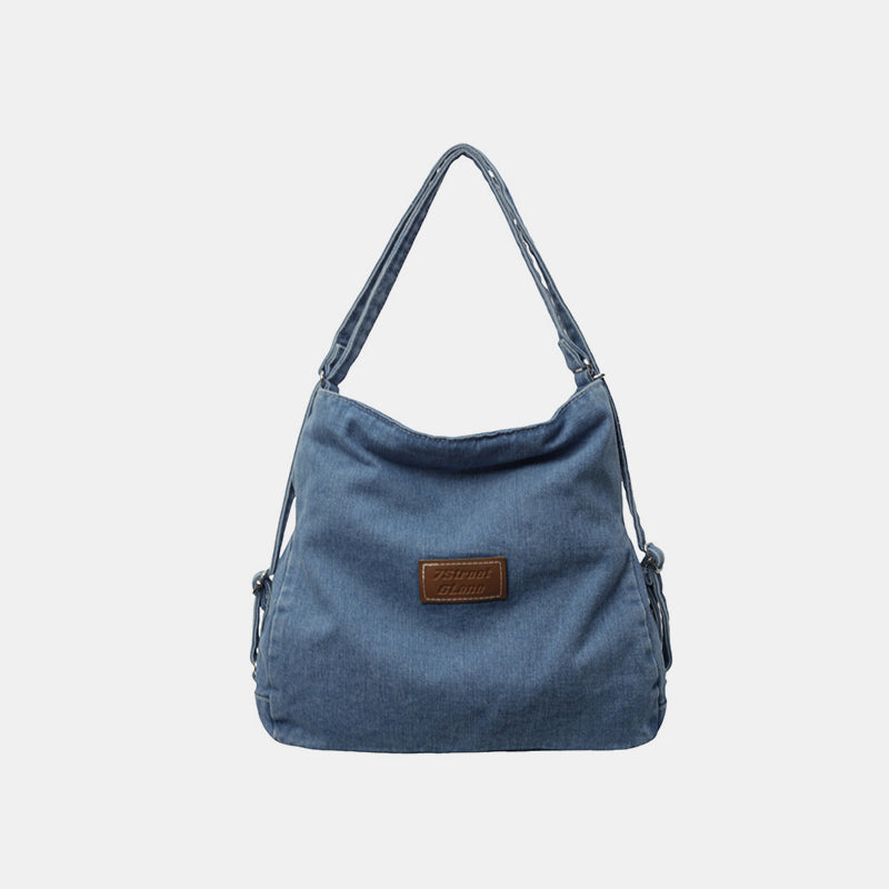 Adjustable Strap Denim Shoulder Bag - ClozArt