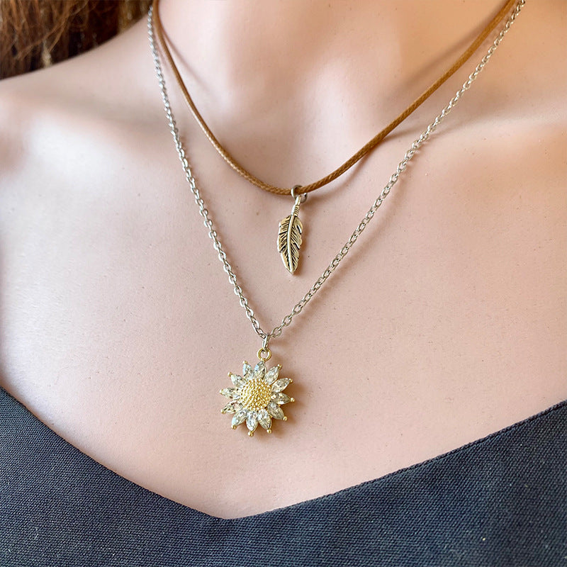 Sunflower Pendant Necklace Set - ClozArt