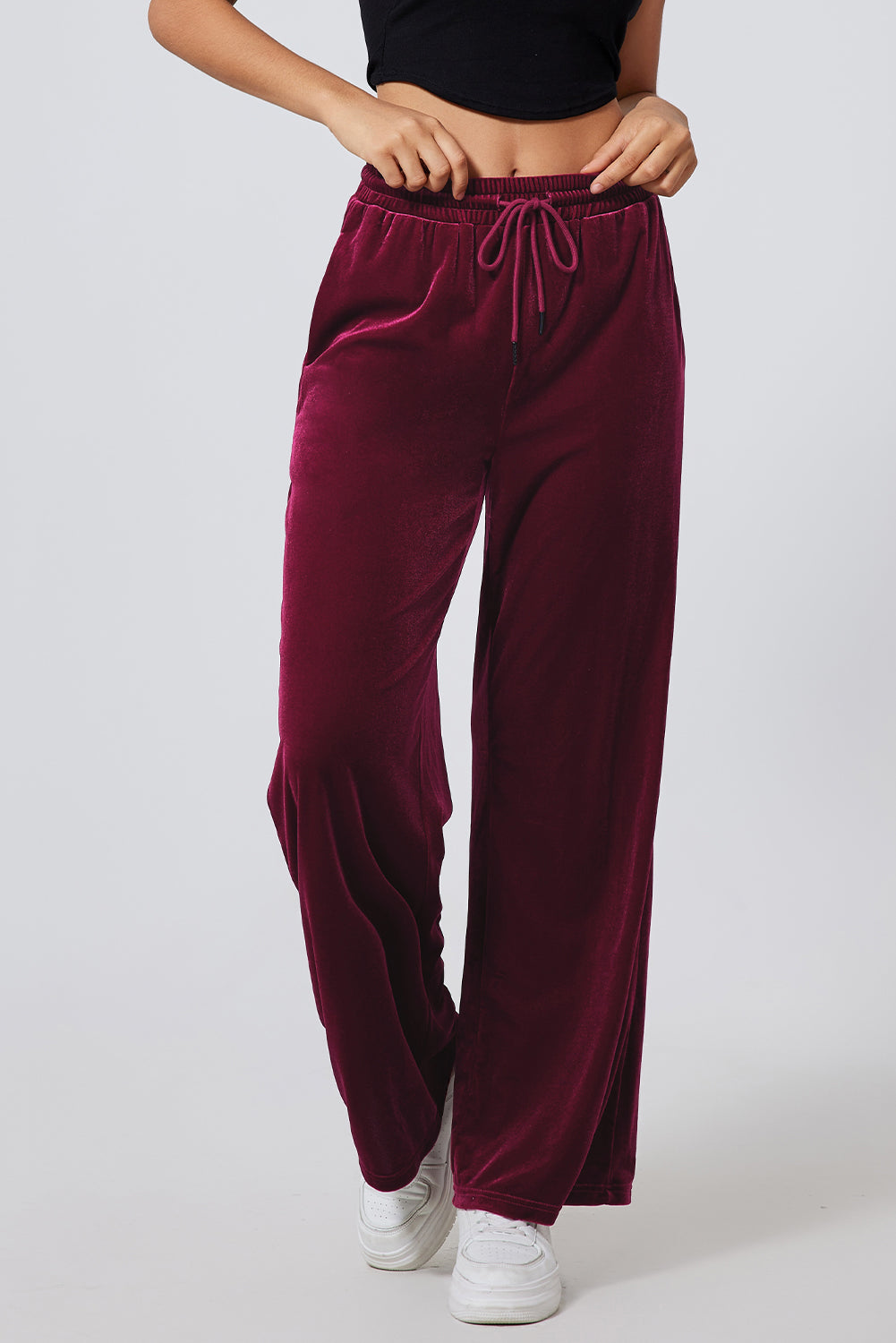 Drawstring Wide Leg Active Pants - ClozArt