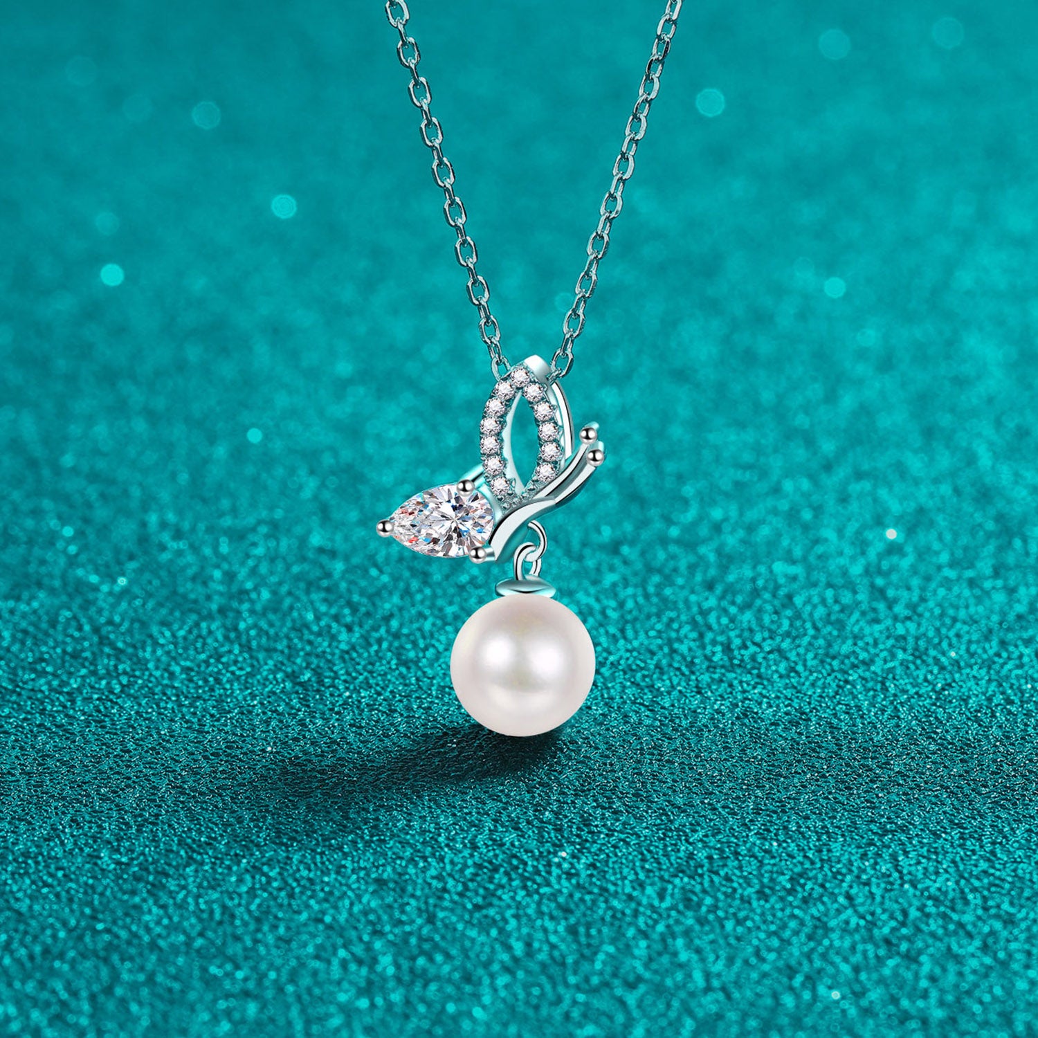 Pearl Pendant Moissanite 925 Sterling Silver Necklace - ClozArt