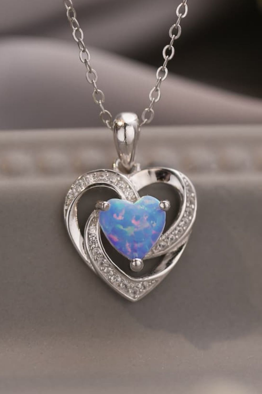 Opal Heart Pendant Necklace - ClozArt