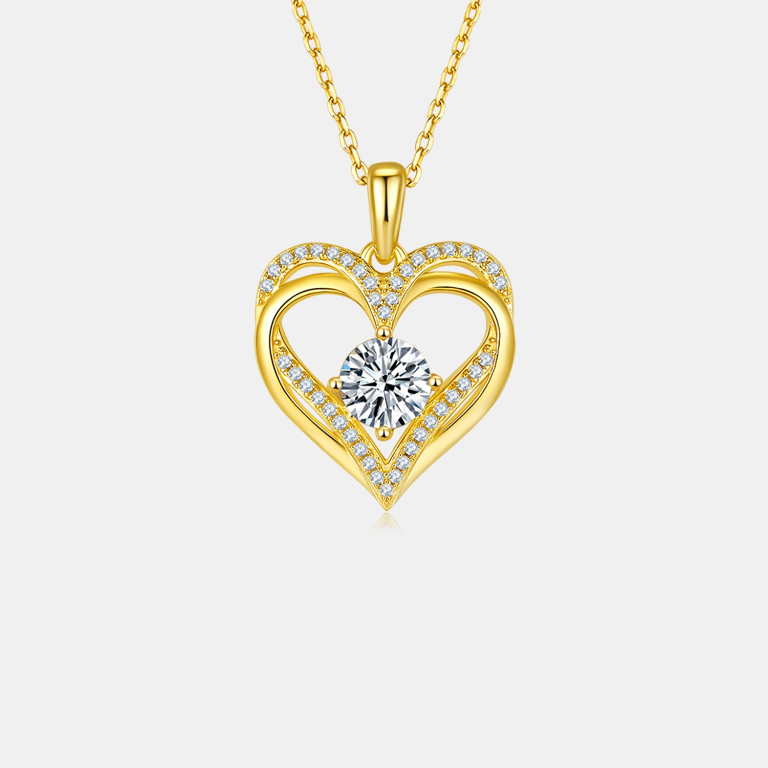 1.2 Carat Moissanite 925 Sterling Silver Heart Necklace - ClozArt