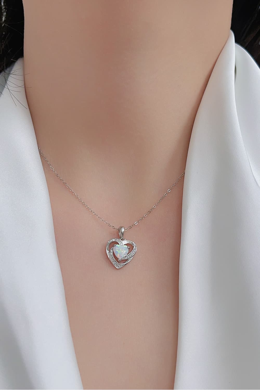 Opal Heart Pendant Necklace - ClozArt