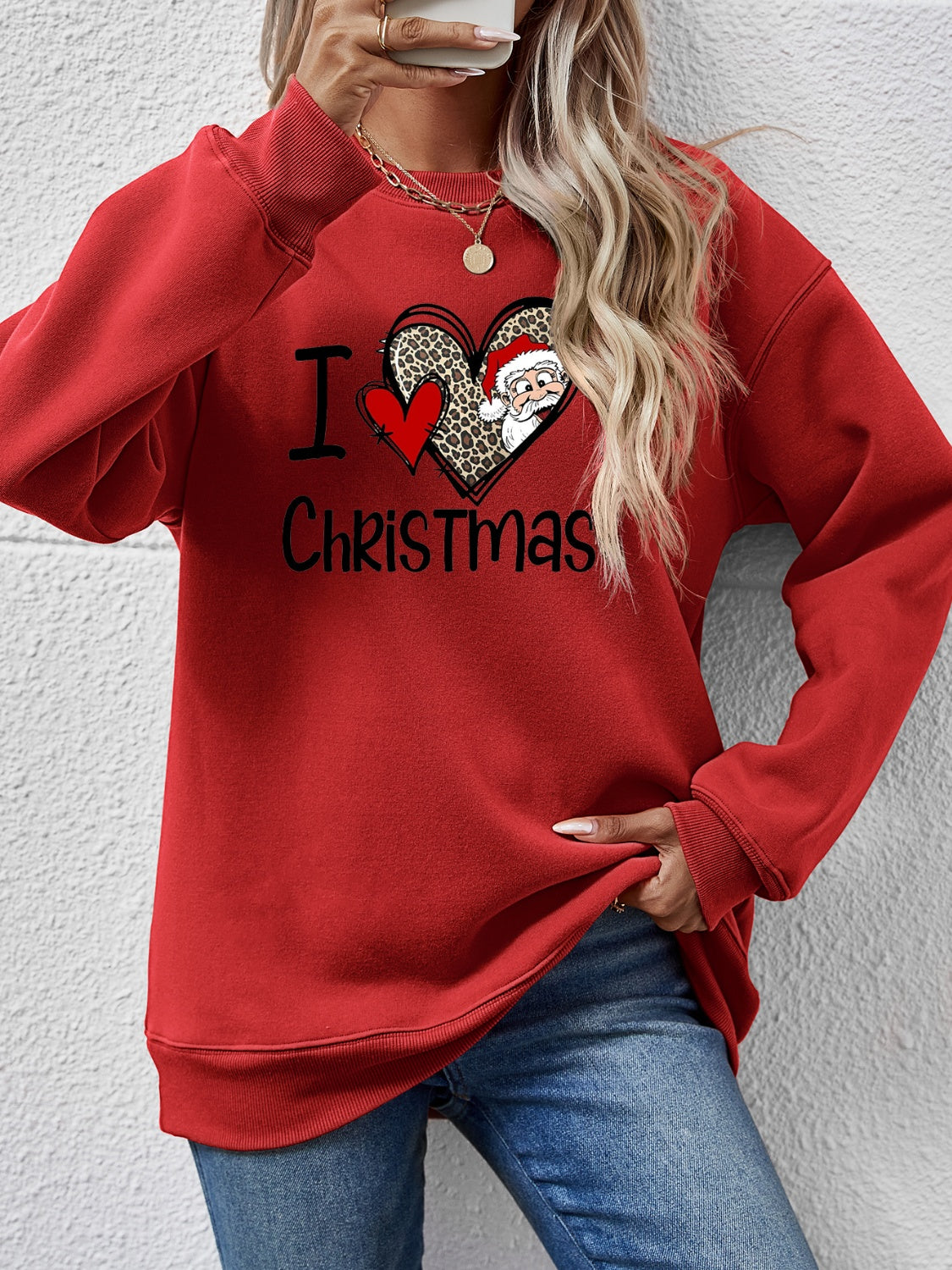 CHRISTMAS Graphic Round Neck Sweatshirt