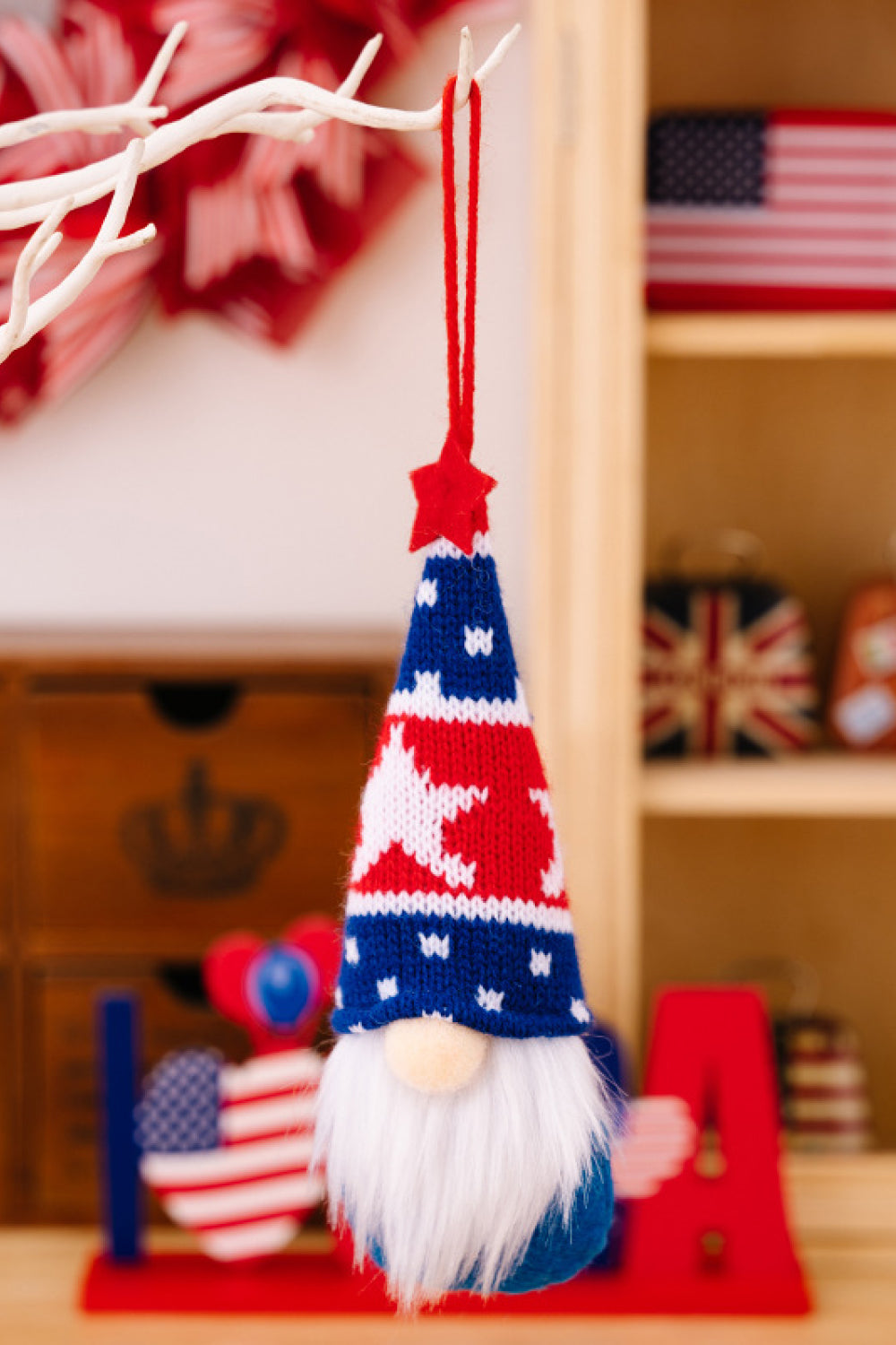 4-Piece Independence Day Knit Hanging Gnomes