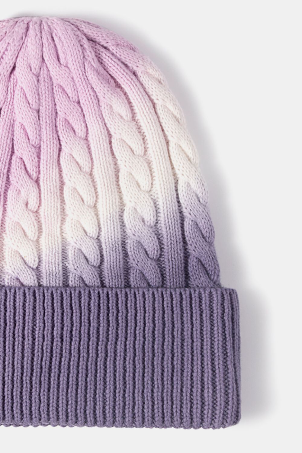 Contrast Tie-Dye Cable-Knit Cuffed Beanie - ClozArt