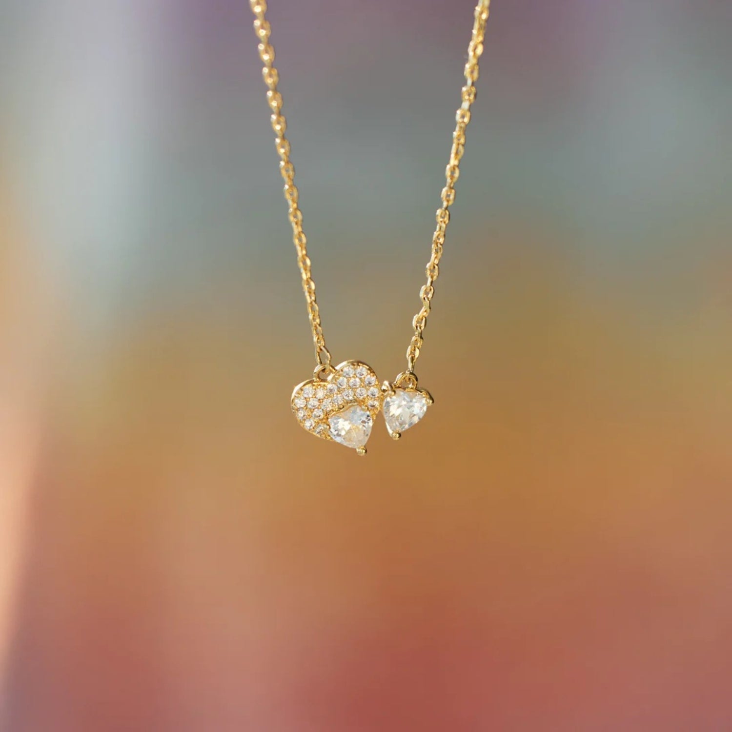 18K Gold-Plated 925 Sterling Silver Zircon Heart Necklace - ClozArt