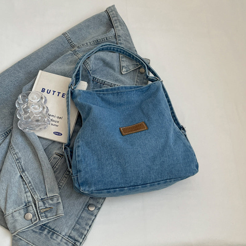 Adjustable Strap Denim Shoulder Bag - ClozArt