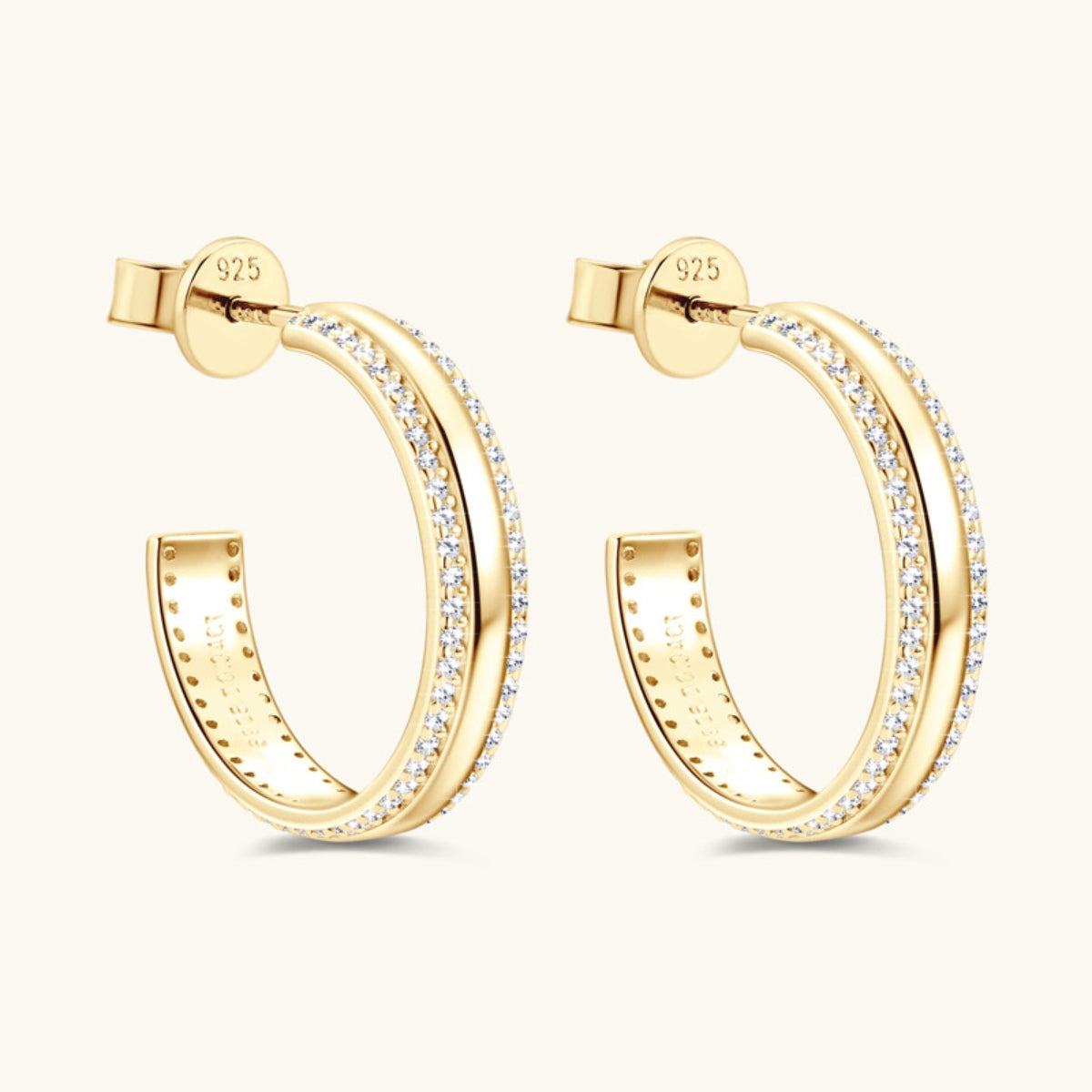 925 Sterling Silver Inlaid Moissanite C-Hoop Earrings - ClozArt