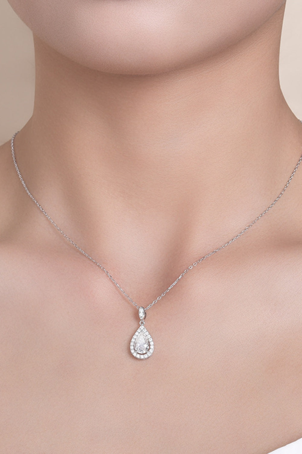 1.5 Carat Moissanite 925 Sterling Silver Teardrop Necklace - ClozArt