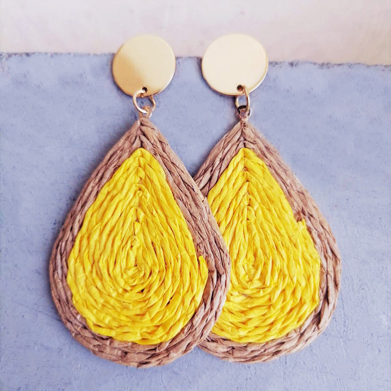 Raffia Grass Teardrop Earrings - ClozArt