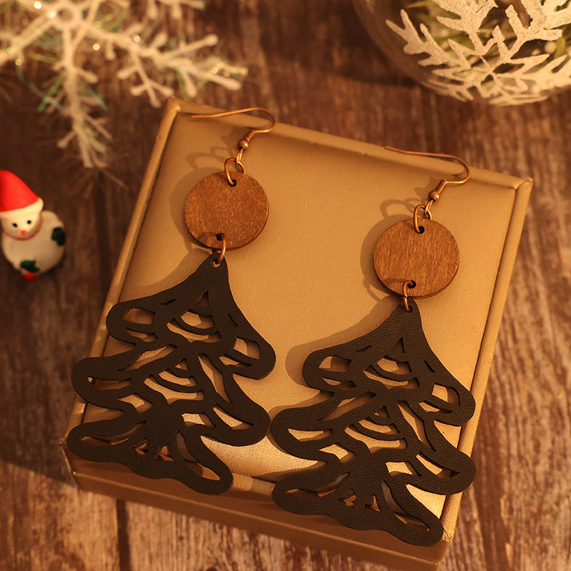 Wooden Cutout Tree Shape Earrings - ClozArt