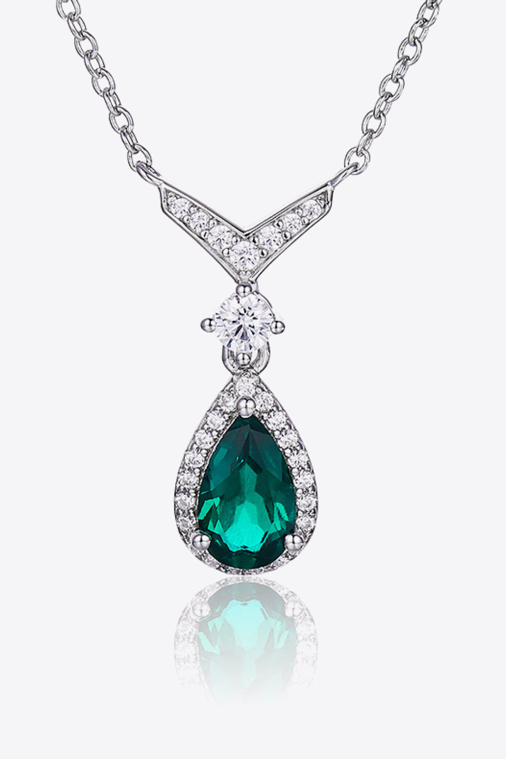 Lab-Grown Emerald Teardrop Necklace - ClozArt