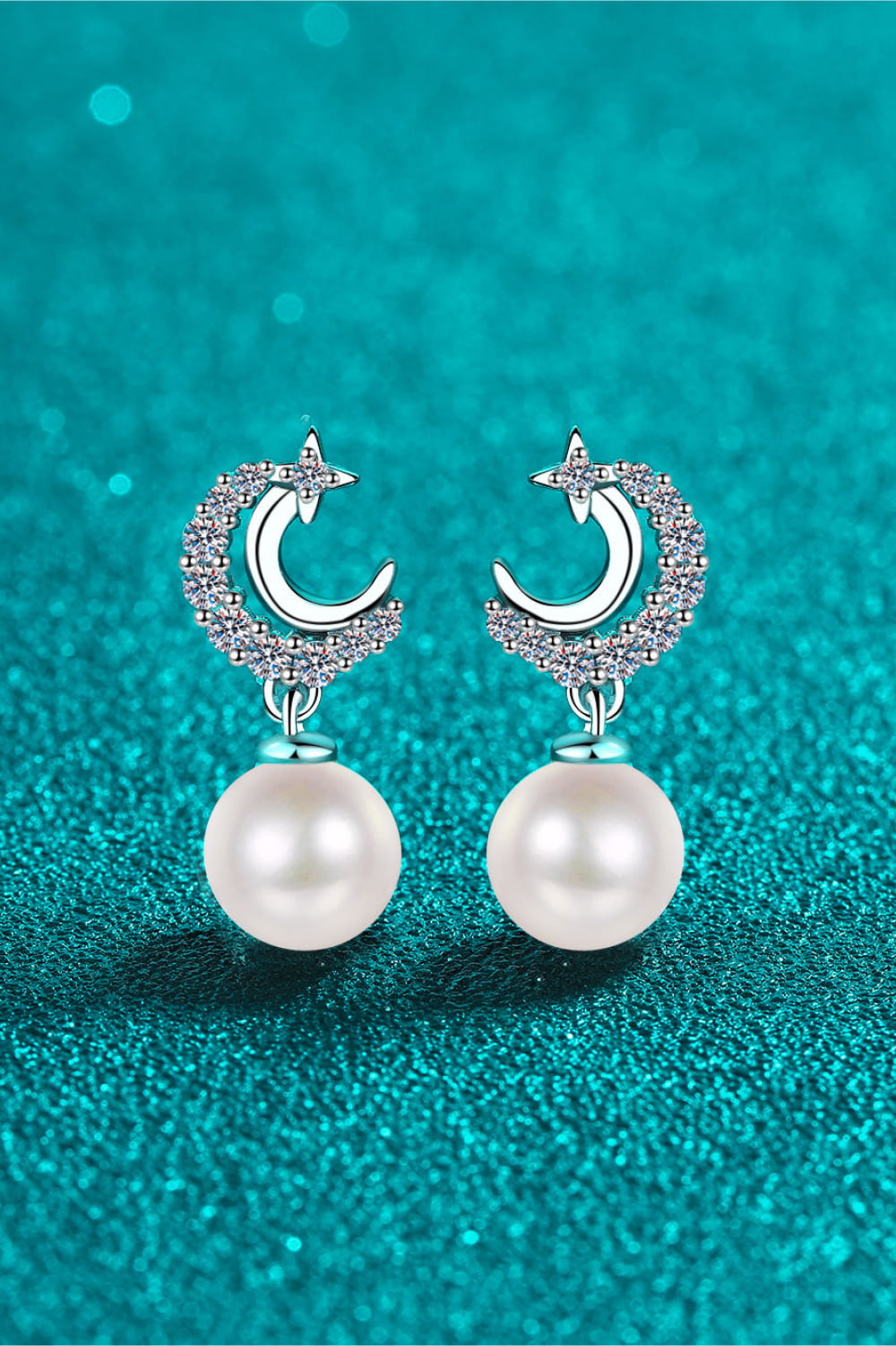 Moissanite Pearl Drop Earrings - ClozArt