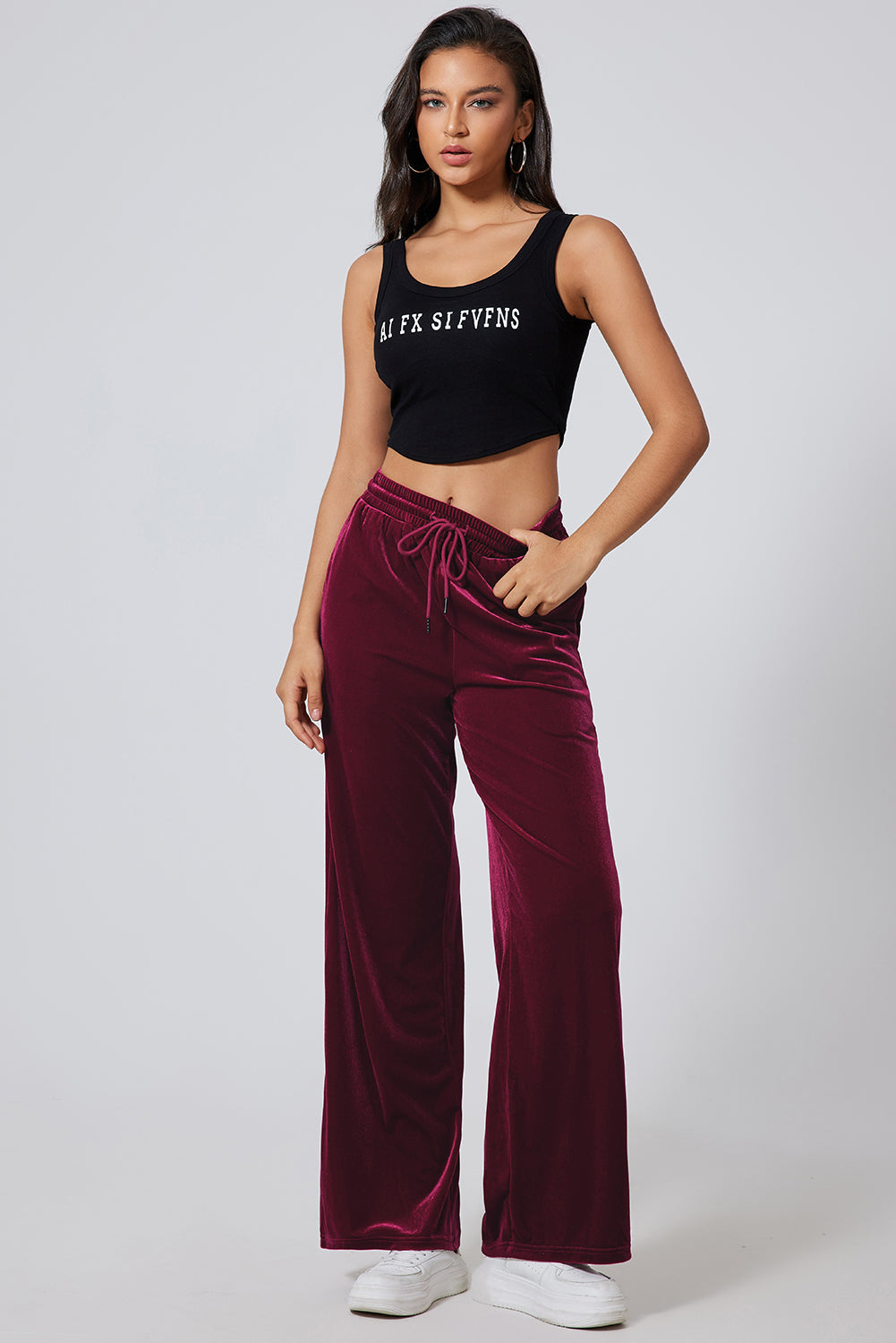 Drawstring Wide Leg Active Pants - ClozArt