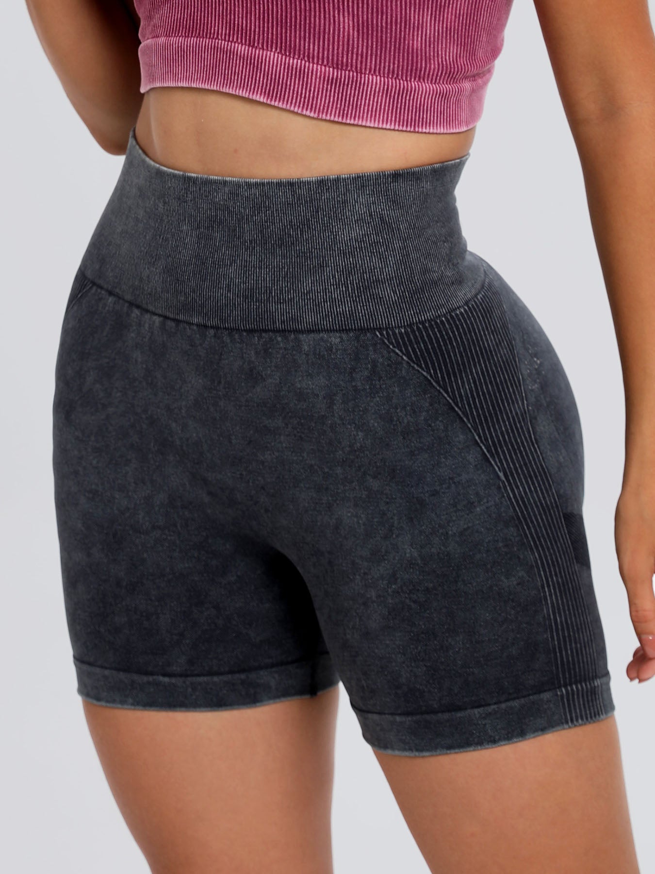 Washed High Waist Active Shorts - ClozArt