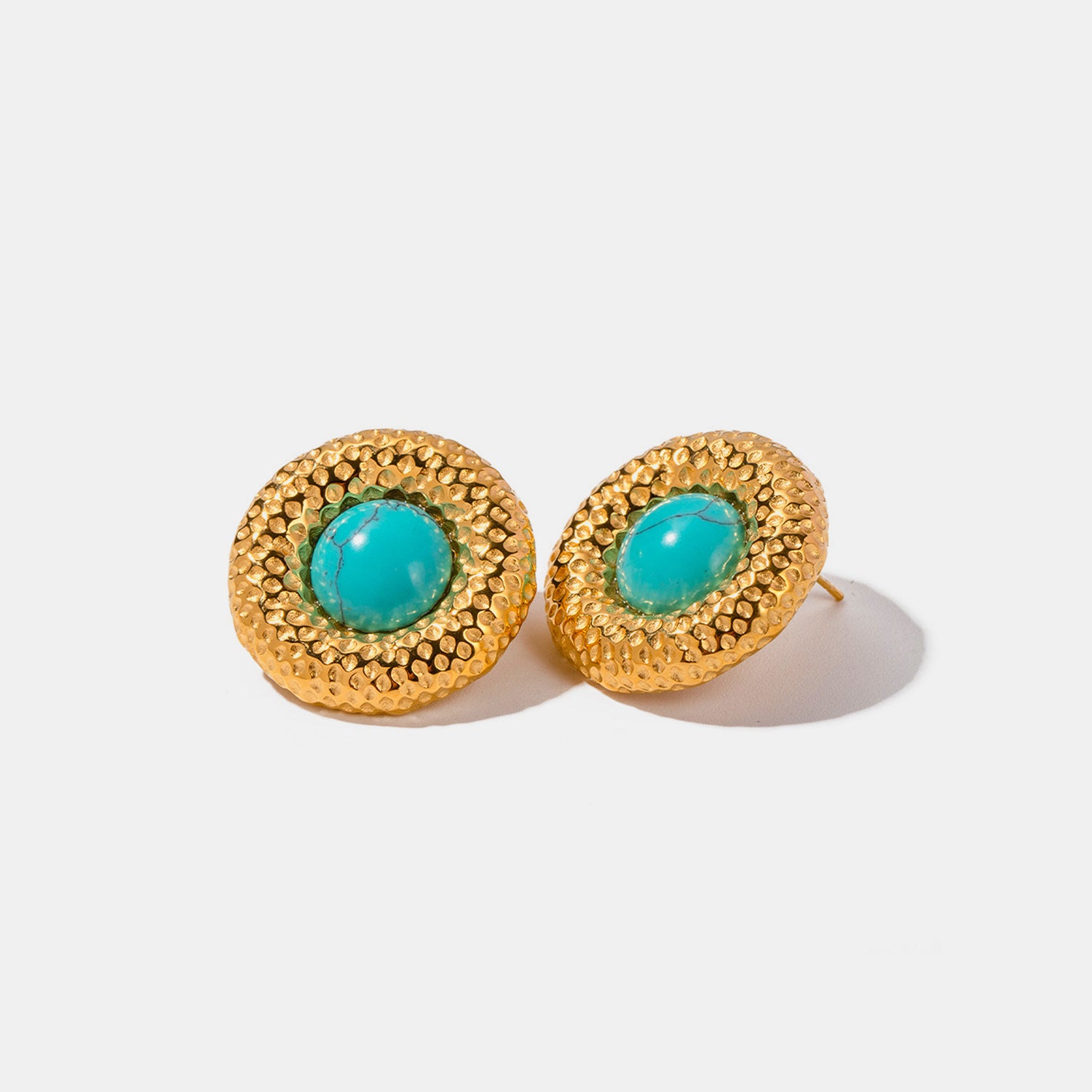 Artificial Turquoise Stainless Steel Gold-Plated Earrings - ClozArt