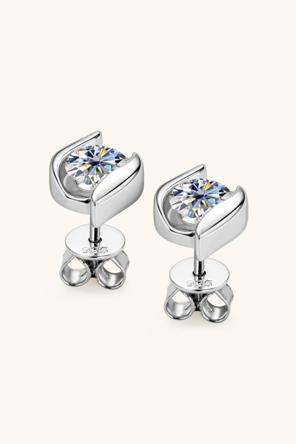 1 Carat Moissanite 925 Sterling Silver Stud Earrings - ClozArt