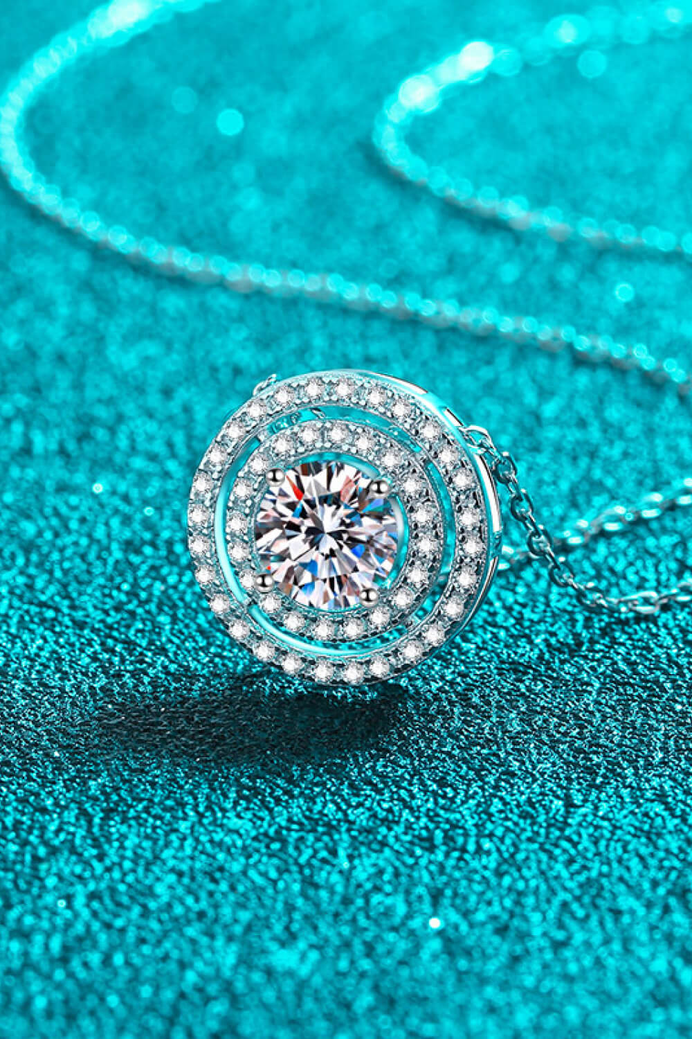 Moissanite Round Pendant Rhodium-Plated Necklace - ClozArt