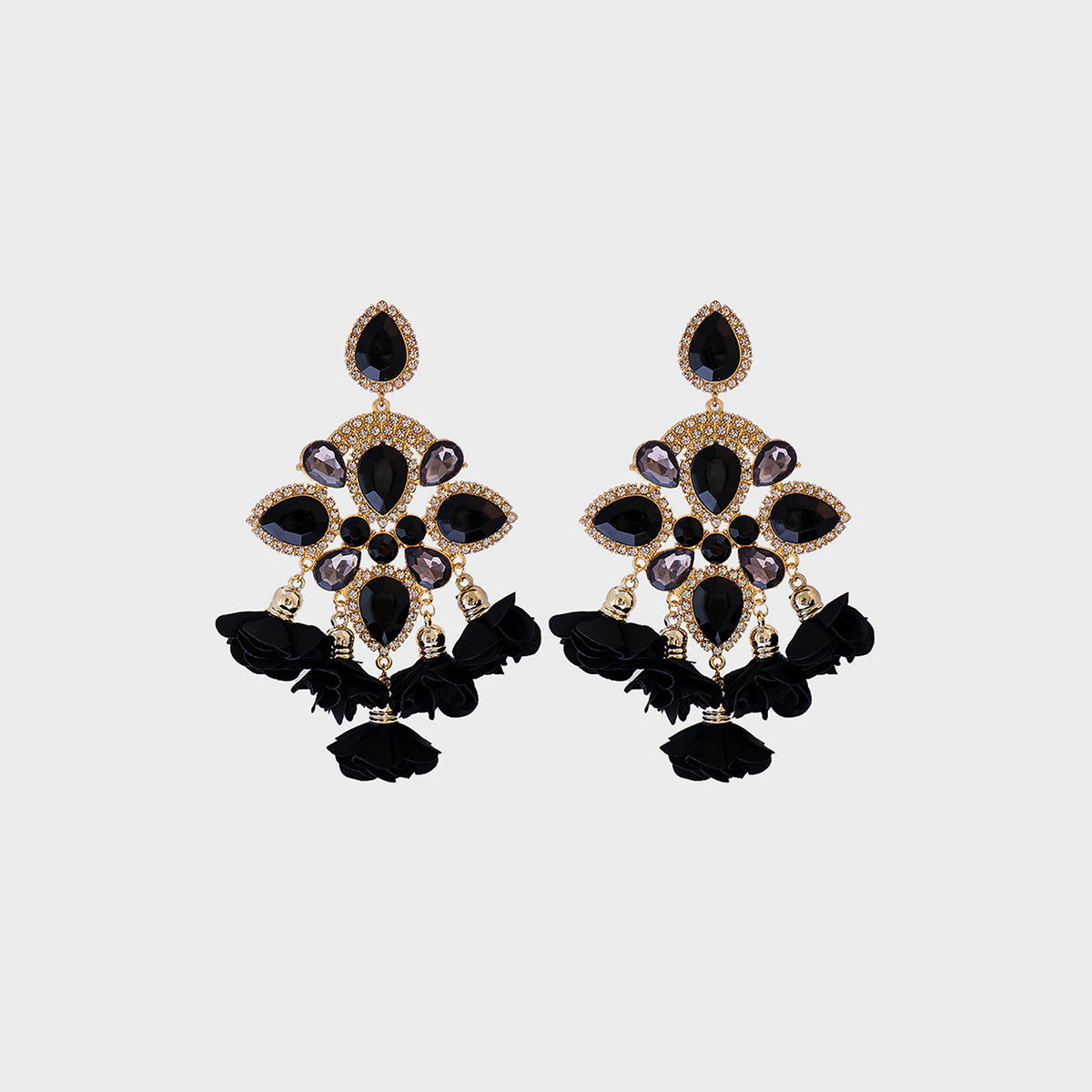 Flower Shape Rhinestone Alloy Dangle Earrings - ClozArt