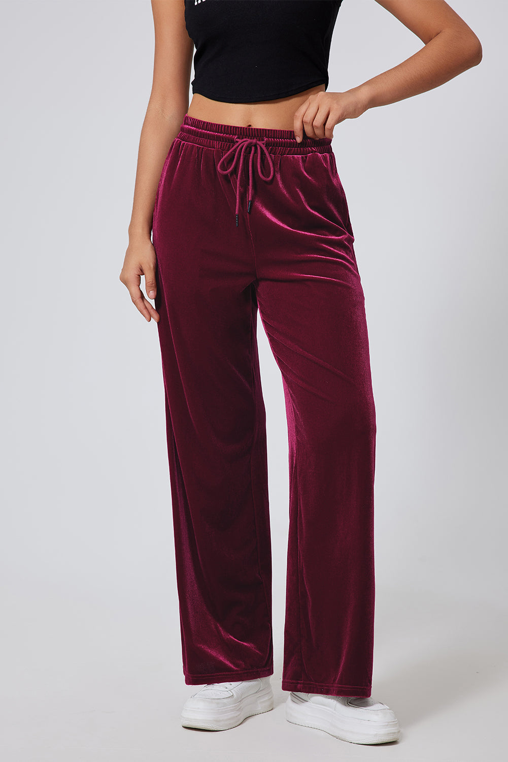 Drawstring Wide Leg Active Pants - ClozArt