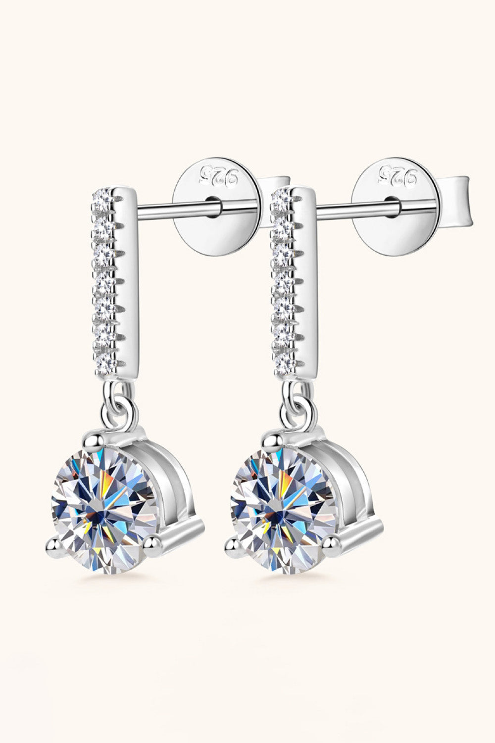 2 Carat Moissanite 925 Sterling Silver Drop Earrings - ClozArt