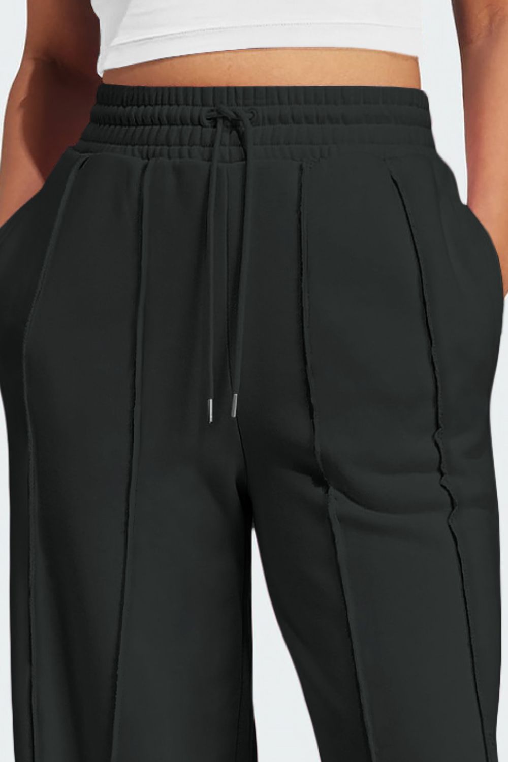 Drawstring Wide Leg Active Pants - ClozArt