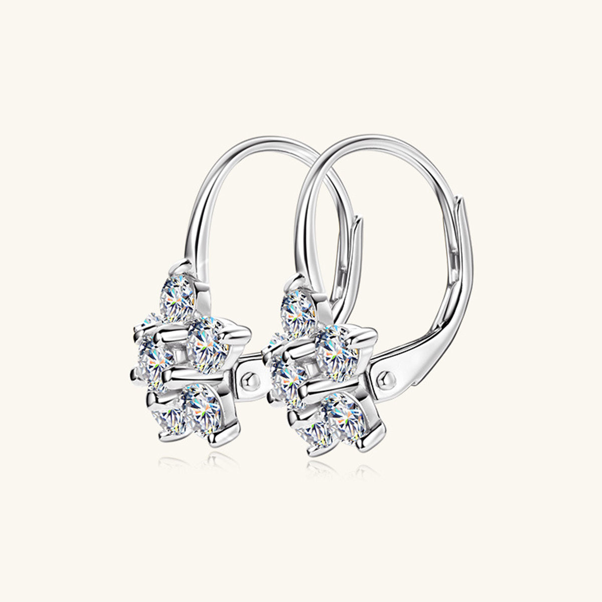 1.2 Carat 925 Sterling Silver Moissanite Flower Huggie Earrings - ClozArt