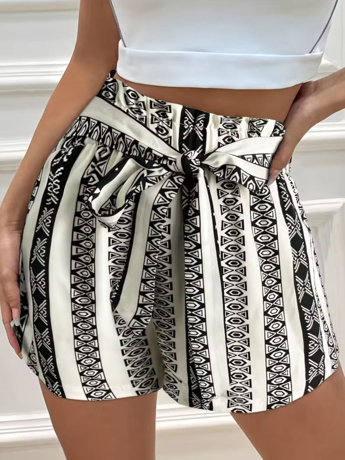 Tied Geometric Shorts - ClozArt