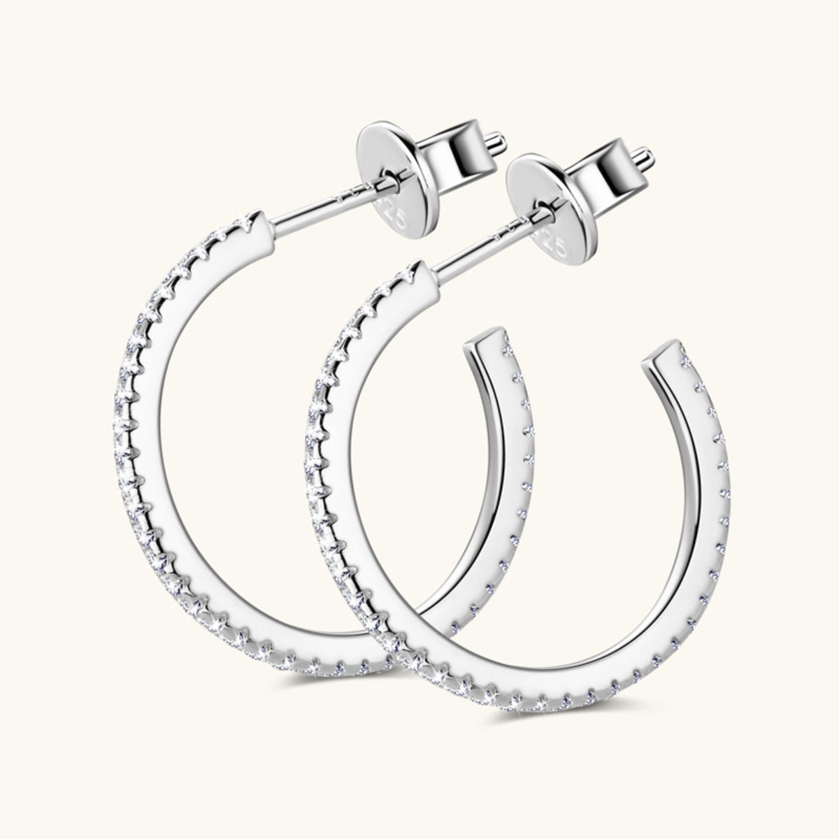 Inlaid Moissanite 925 Sterling Silver C-Hoop Earrings - ClozArt