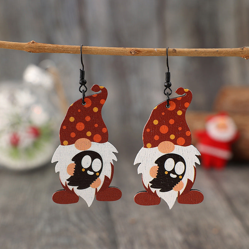 Point Hat Gnome Wooden Dangle Earrings - ClozArt