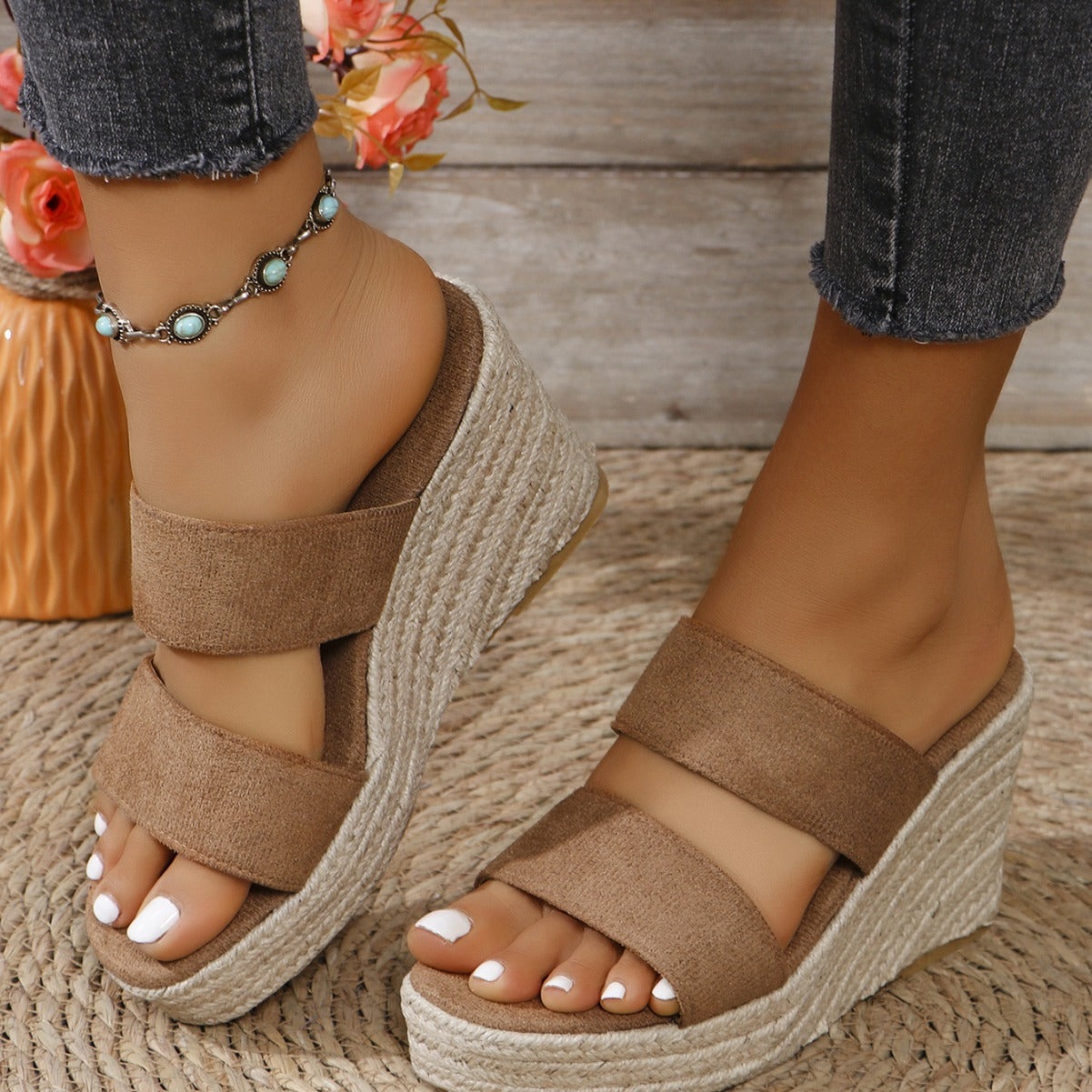 Open Toe Platform Wedge Sandals - ClozArt