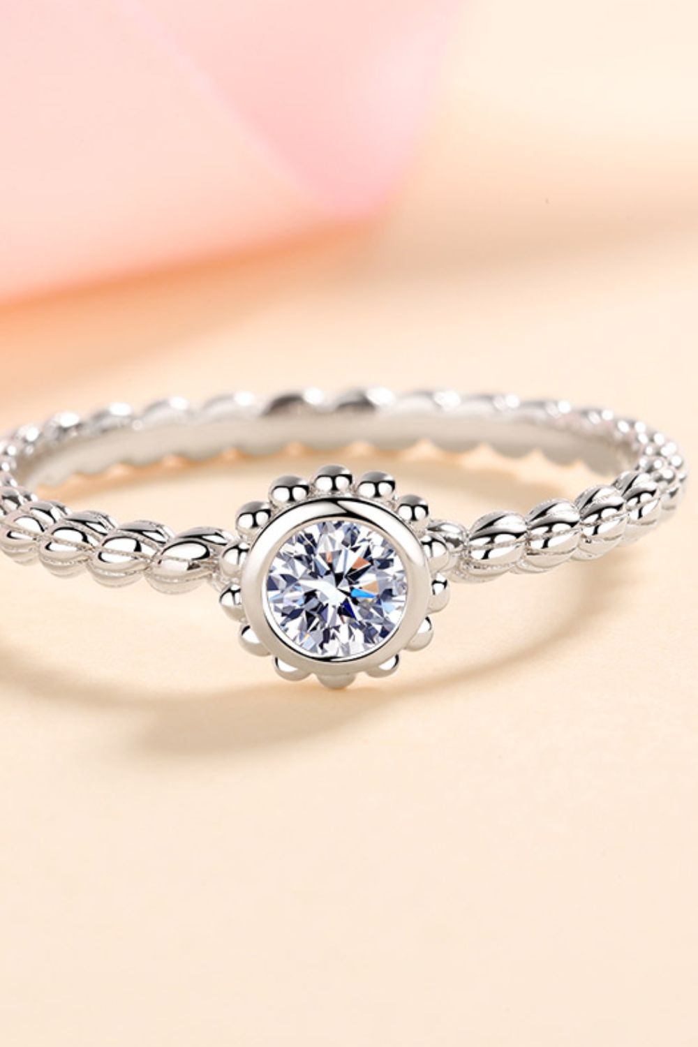 Moissanite Rhodium-Plated Ring - ClozArt