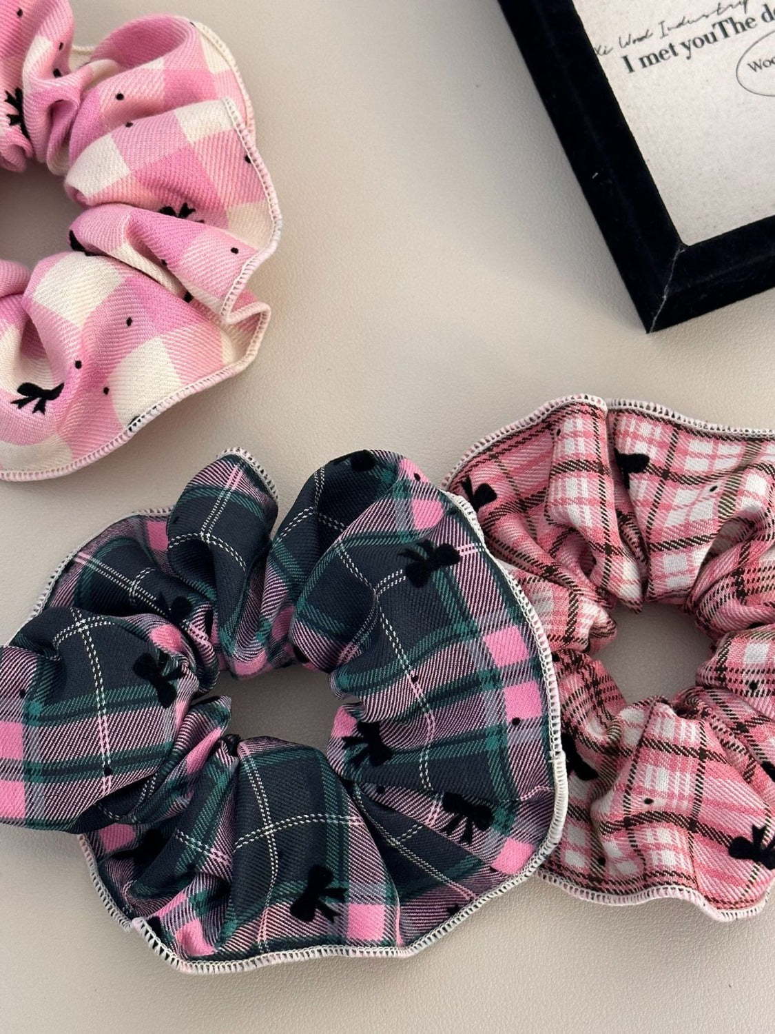 3-Piece Plaid Contrast Elastic Hair Scrunchy - ClozArt