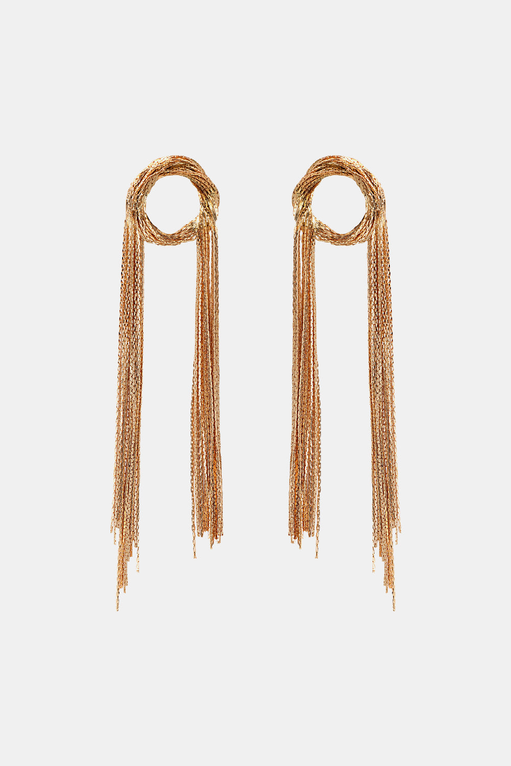 Round Shape Fringed Copper Earrings - ClozArt