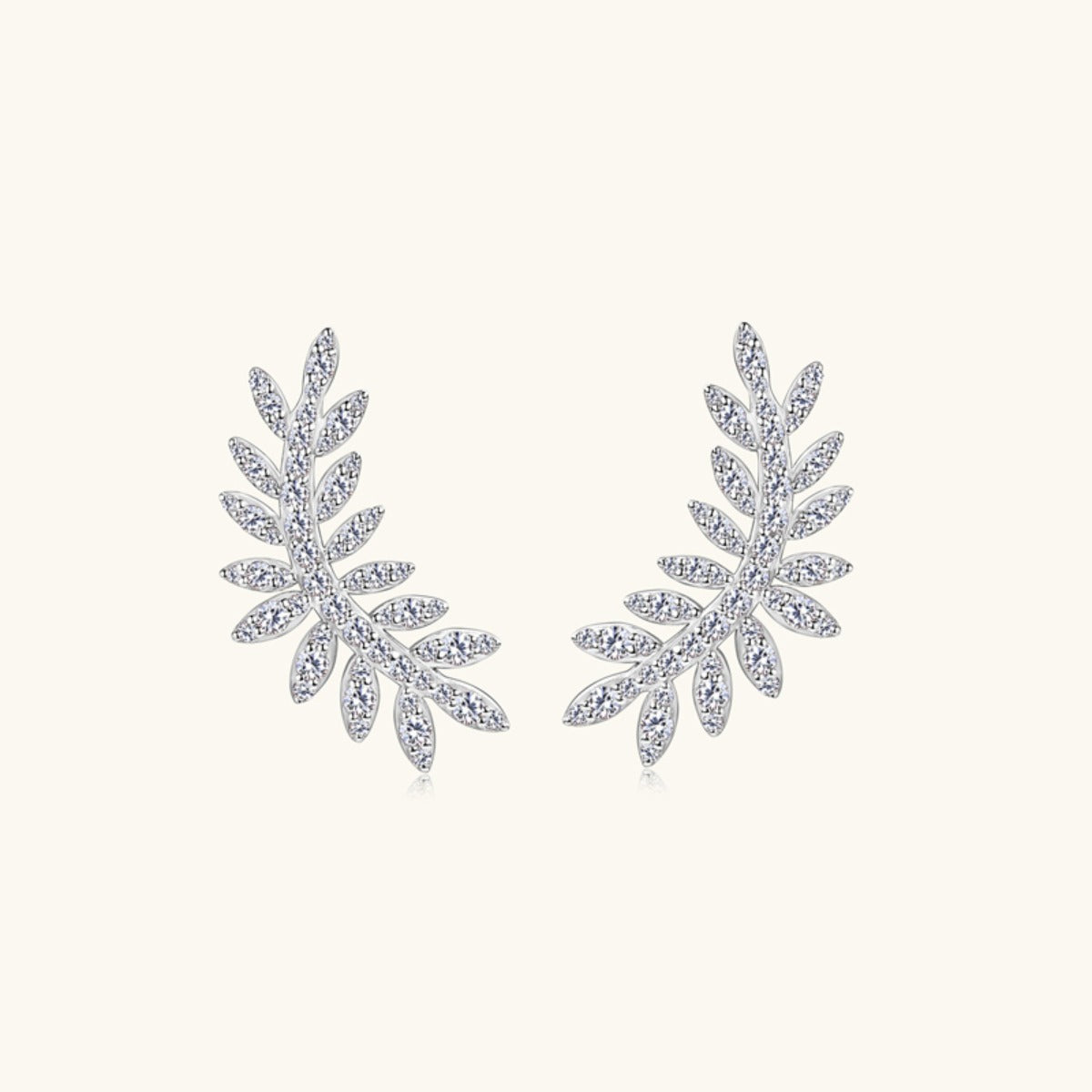 Moissanite 925 Sterling Silver Leaf Shape Stud Earrings - ClozArt