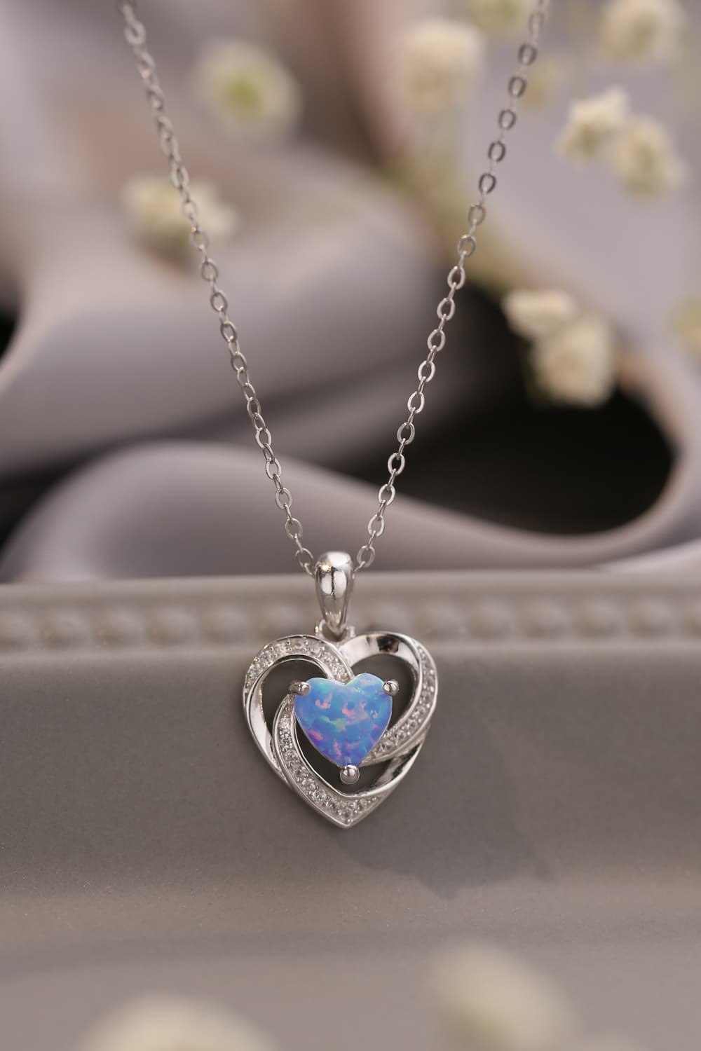 Opal Heart Pendant Necklace - ClozArt