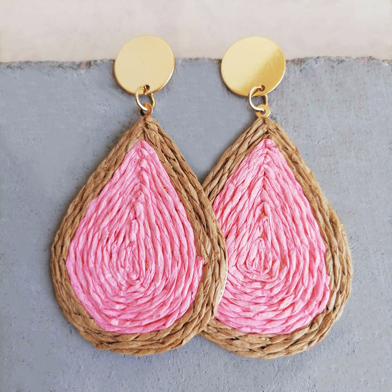 Raffia Grass Teardrop Earrings - ClozArt