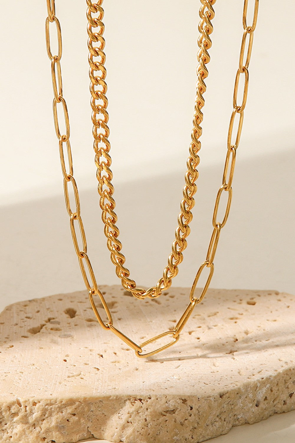 18K Gold Plated Layered Chain Necklace - ClozArt