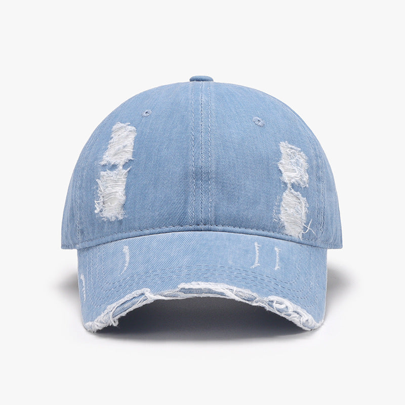 Distressed Adjustable Cotton Baseball Cap - ClozArt