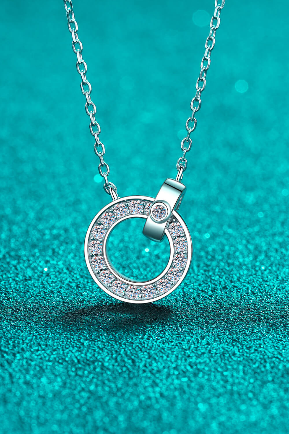 Moissanite Pendant Rhodium-Plated Necklace - ClozArt