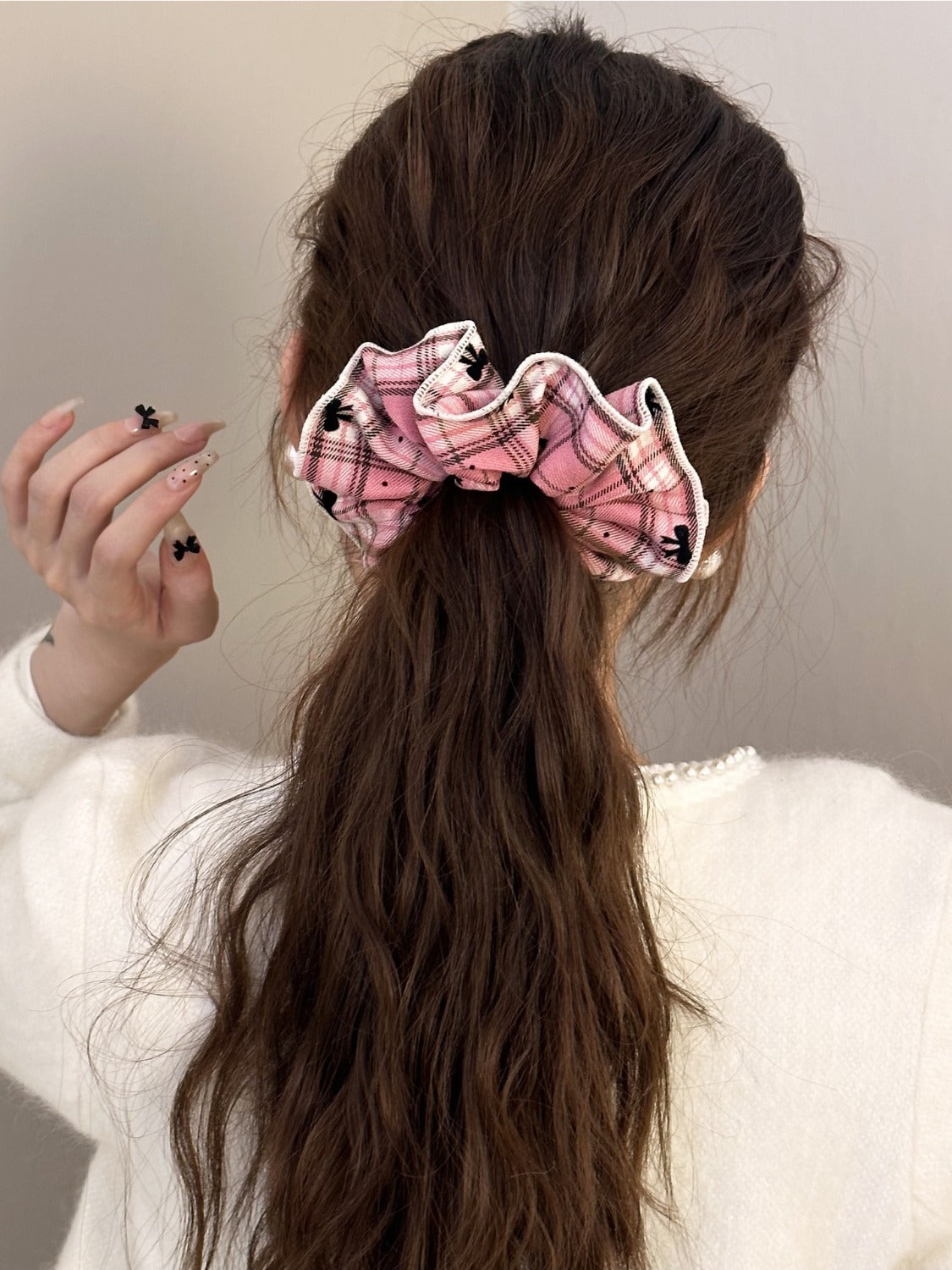 3-Piece Plaid Contrast Elastic Hair Scrunchy - ClozArt